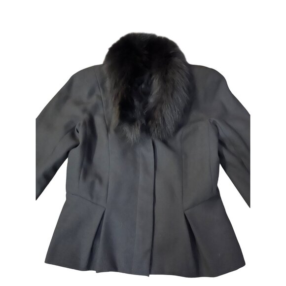 Vintage Peplum Jacket Womens S? Used Black Lined Fuzzy Collar - Picture 6 of 16